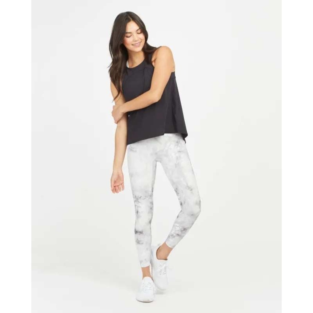 Spanx Booty Boost Active Tie Dye 7/8 Leggings Grey White 1X High Waist Yoga Pant